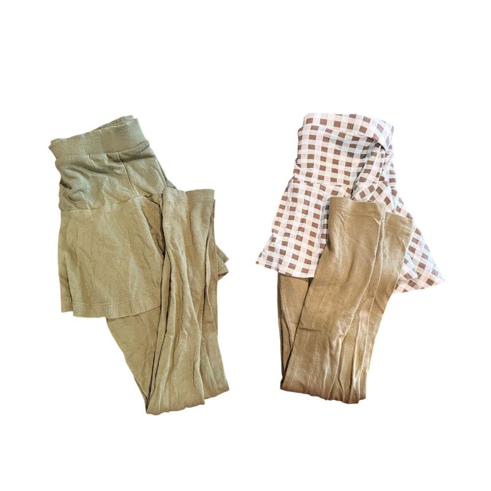 Kate Quinn 2 Pair Skirted Leggings Green Gingham Juniper 6Y Modal